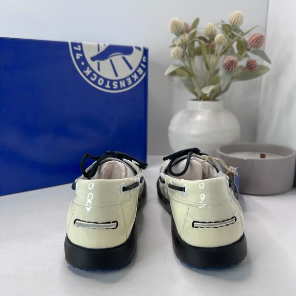 Birkenstock Tennessee Patent Leather Top Sider White Regular Fit Women W5/M3 NWD - Picture 4 of 10